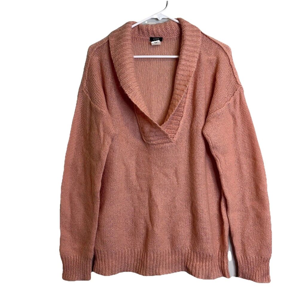 J. Crew Sweater Sz L Women's Pink Mohair Wool Blend Hippie Cottagecore Boho